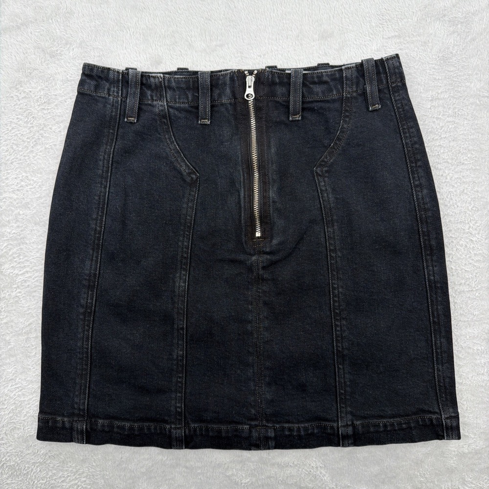 Agolde Leif Black Denim A-Line 90's Theme Skirt Size 27 (26x16) Washed Black Zip